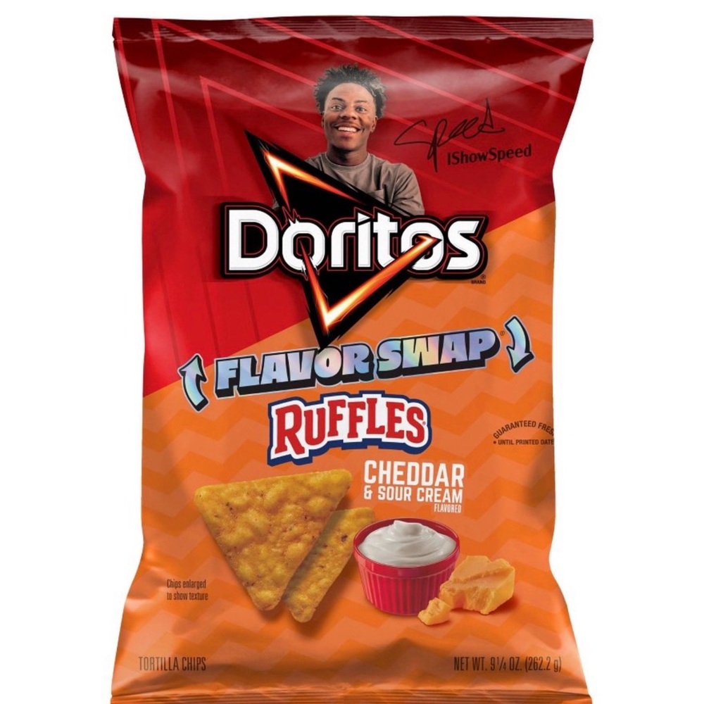 Flavor Swap Doritos Ruffles Cheddar & Sour Cream Tortilla Chips - (ishowSpeed)